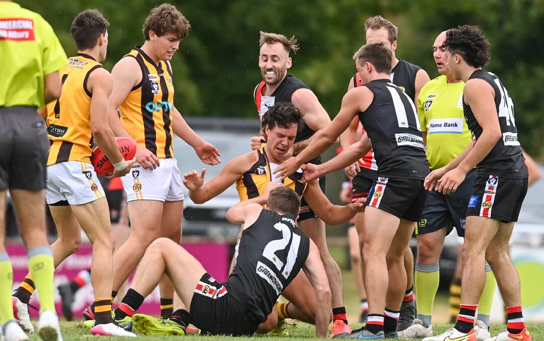 Myrtleford enjoyed a thrilling three point win over Wangaratta Rovers. Picture: MARK JESSER