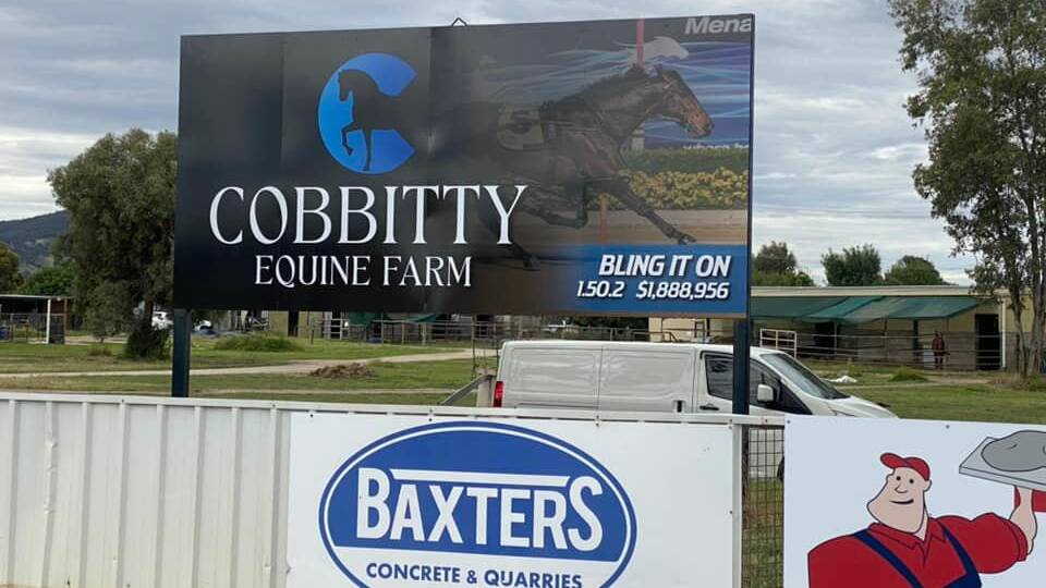 The new sponsorship sign erected on the back straight of the track.