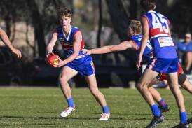 Thurgoona's Corey Fenton in action against Beechworth at Thurgoona on Saturday. Picture by Mark Jesser