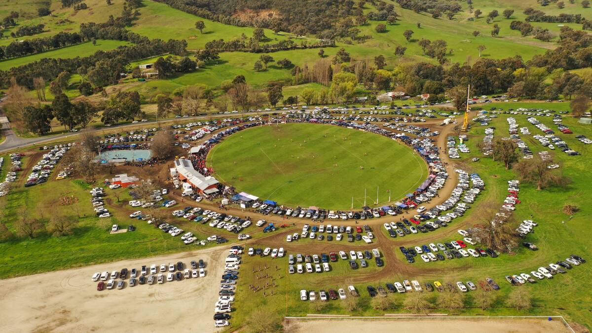 An aerial shot of Sandy Creek during this year's grand final. Picture by Mark Jesser