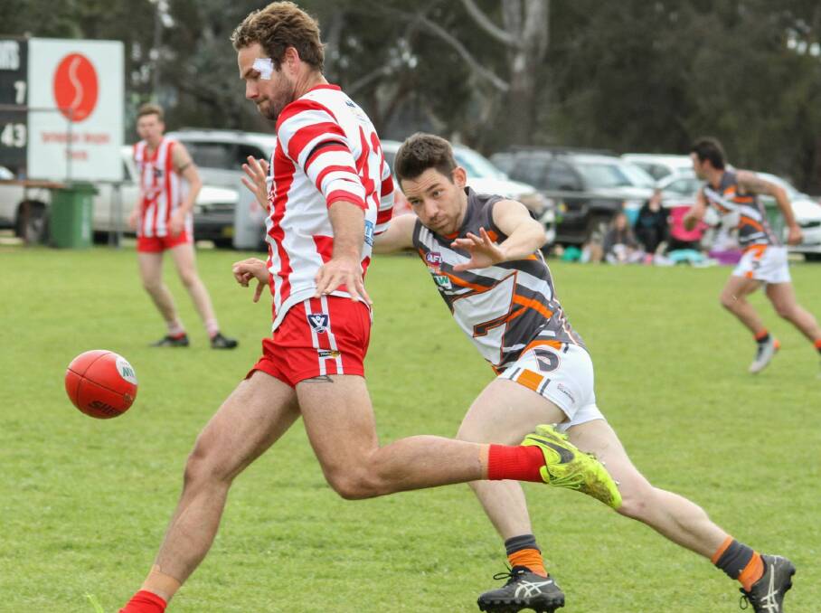 ALL CLASS: Jared Brennan enjoyed an outstanding season for Henty when available. The former AFL player racked up big numbers in the Swampies midfield and rarely wastes a possession.
