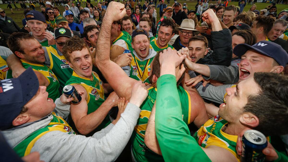 Holbrook celebrate its grand final triumph over Osborne. Picture by James Wiltshire