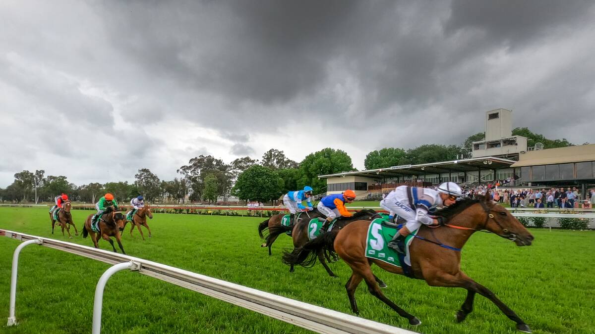 GREY SKIES: The Albury track coped well with a deluge on Saturday after copping 25mm of rain in the preceding 24 hours. Picture: MARK JESSER