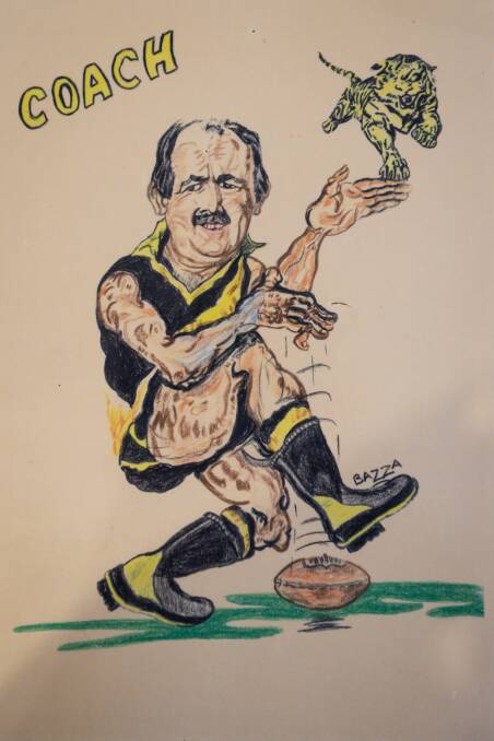 A caricature of Barry Edmunds in his coaching days at Albury Sportsground.