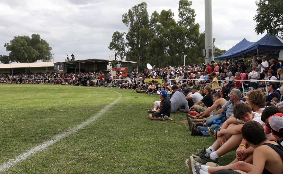 HUGE: Some of the crowd at Lonsdale Oval for Fevola's debut for Yarrawonga.