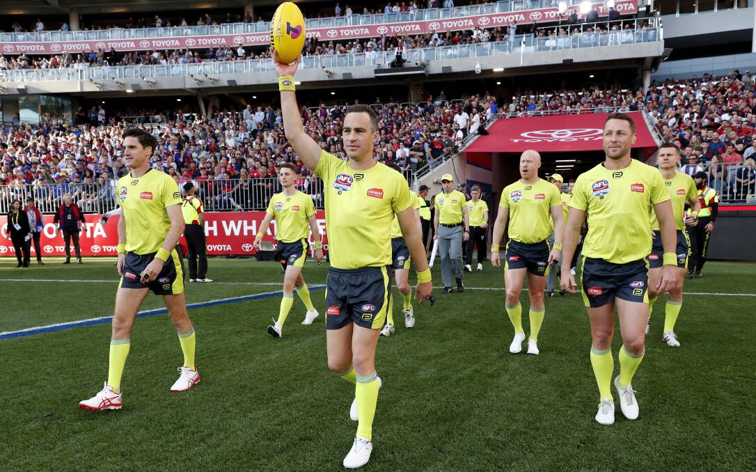 BIG MOMENT: Jacob Mollison became the first Border-based field umpire to officiate in an AFL grand final over the weekend. Picture: GETTY
