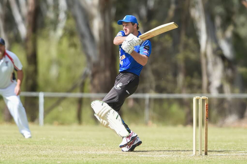 STEADY HAND: Corowa's Jarred Lane steadied his team with an unbeaten 24 in the seven-wicket win. The home team had fallen to 3-26, chasing just 58. Picture: MARK JESSER