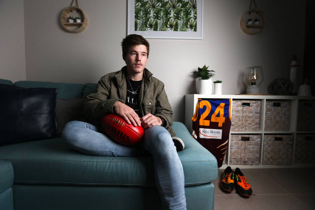 NERVOUS WAIT: Wahgunyah footballer Joshua Kemp, 18, is uncertain about his playing future after his kidney was damaged. Picture: KYLIE ESLER