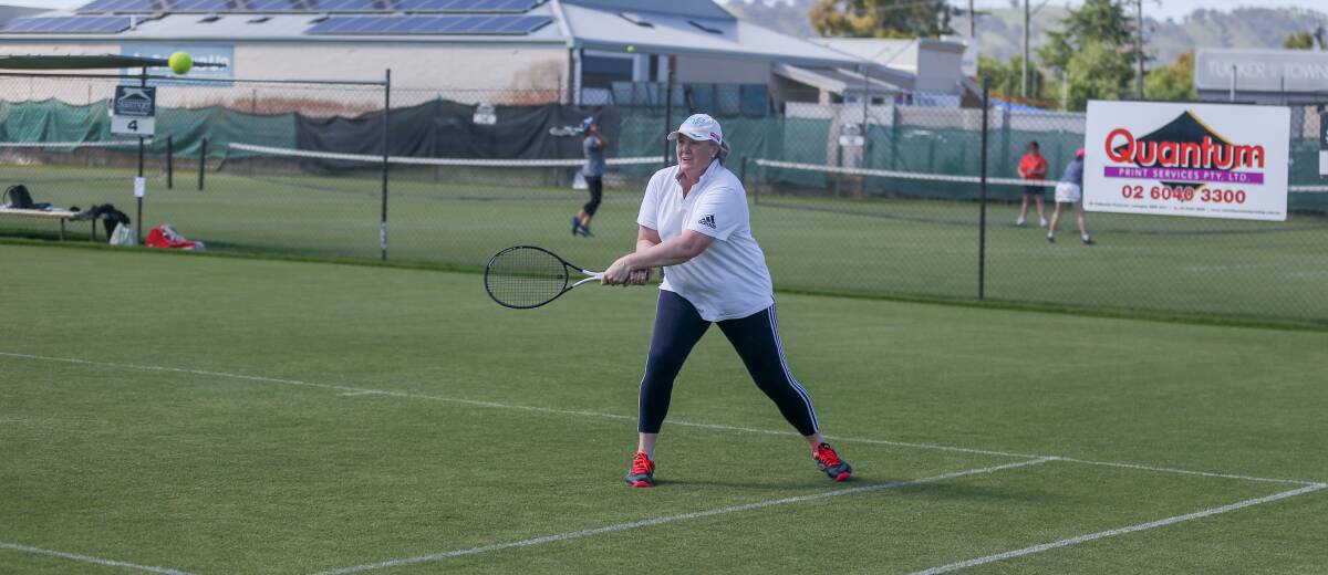 TOP SHOT: Sarah King fires back a solid forehand in a recent pennant clash at Albury.