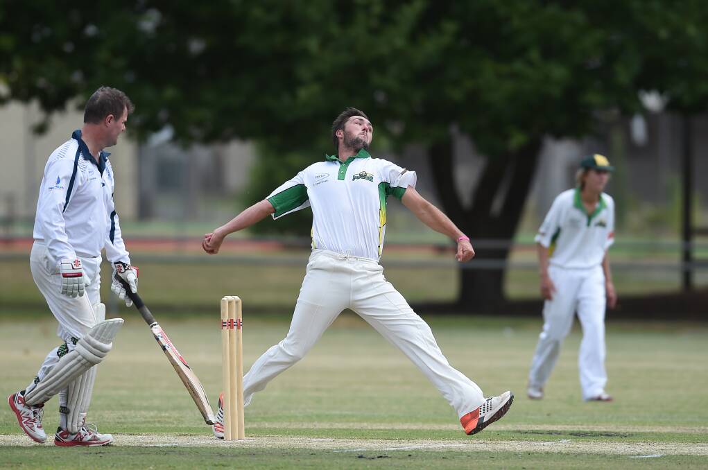 CHIEF DESTROYER: Mount Beauty's Jake Styles took his season haul to 53 wickets with a stunning spell of 6-32 against Baranduda last weekend. PICTURE: MARK JESSER