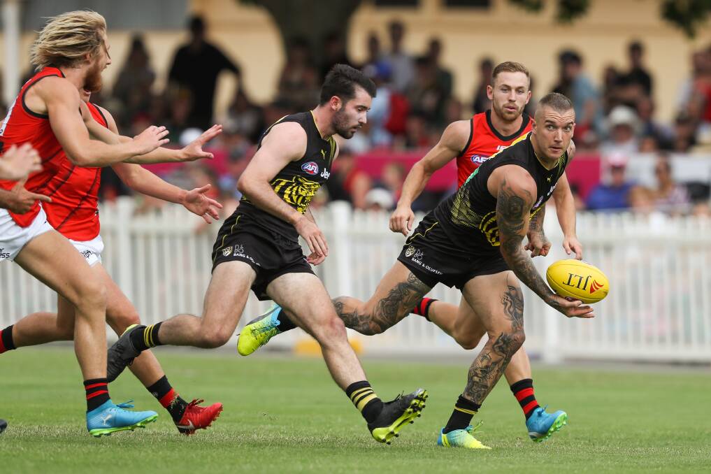 UNLIKELY: Richmond star Dustin Martin could be among the big names missing from the Tigers' pre-season clash against Collingwood at Wangaratta on March 1.