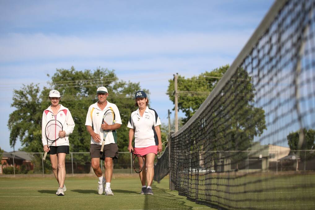 HUMBLE: Sandra Rouvray, Ken Wurtz and Dianne Wurtz have all been awarded life membership of the Albury Tennis Association for their many years of devoted service. Picture: JAMES WILTSHIRE