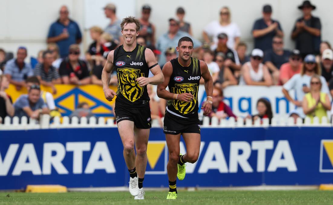TOP TIGER: Richmond's Jack Riewoldt in action during the Tigers' pre-season clash against Essendon at Wangaratta in 2018.