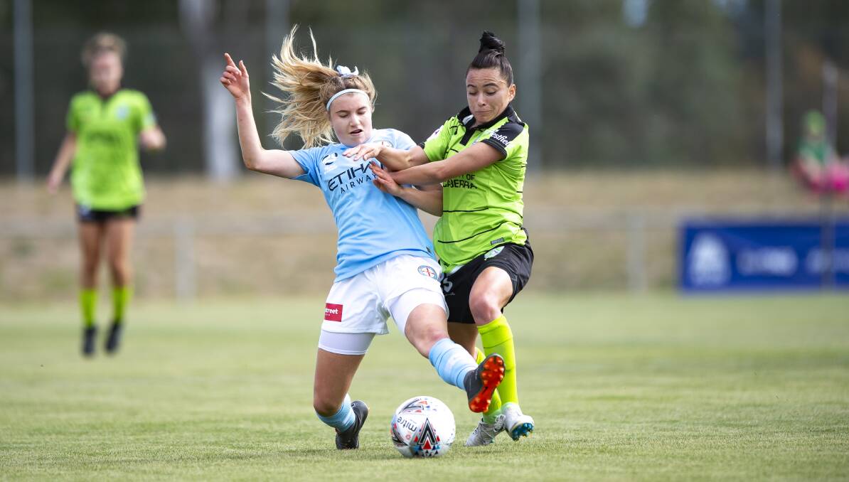 COMMITTED: Blissett earned herself a second contract with W-League leaders Melbourne City this season after impressing in defence. Picture: THE CANBERRA TIMES