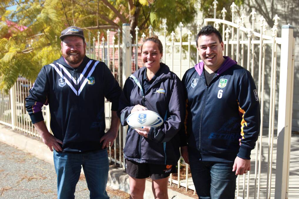 KEEN: Wodonga Storm's Bill Bell and Sal Kaiwai and Wodonga Masters Carnival organiser Tavale Ilalio are excited for this weekend's event.