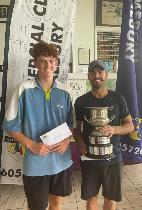 TWO FOR TWO: Lismore veteran Brendon Moore (right) captured his first Margaret Court Cup men's singles title against Central Coast rising star Nick De Vivo. 