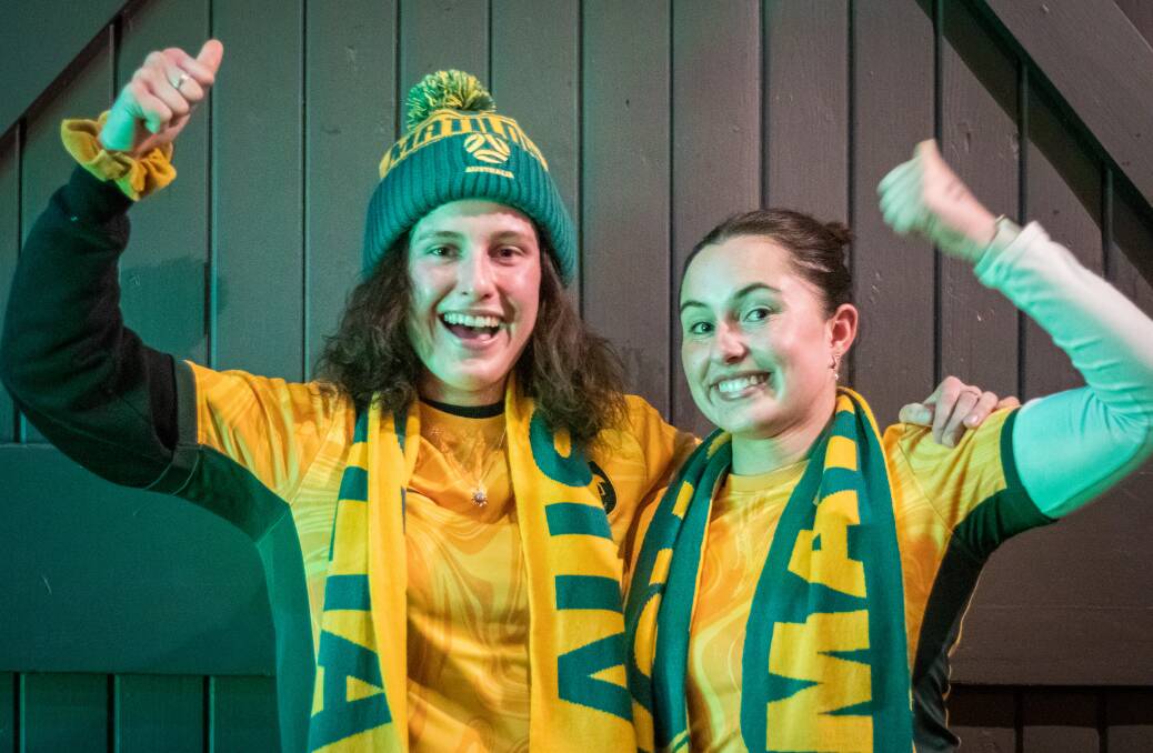 Mariah Tischler and Kara Gratton gave the Matildas' performance against France a thumbs up after they booked their place in the FIFA Women's World Cup semi-final on Saturday, August 12. Picture by Layton Holley