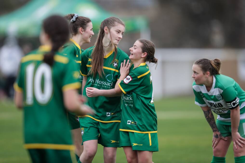 STRIKE WEAPON: St Pats' new addition Gracie Wilson-Cooper celebrates. She'll play a key role against Wodonga Diamonds on Sunday. Picture: JAMES WILTSHIRE