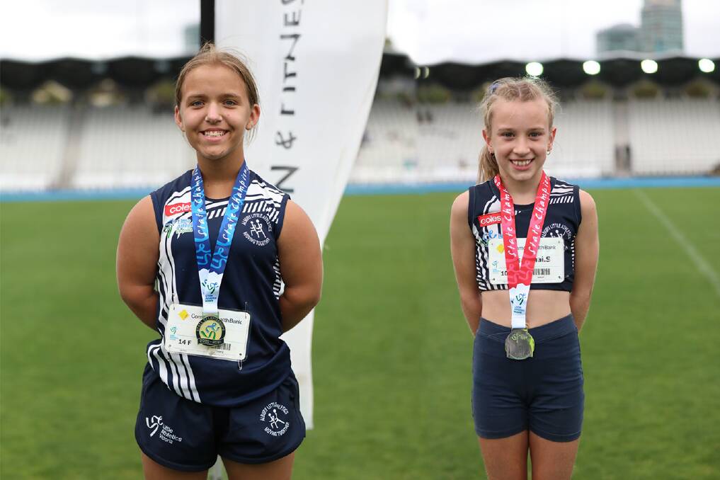 STANDOUT PERFORMERS: Albury Little Athletics Centre rising stars Tori English and Tanamai Szirom medalled at the recent State Combined Event Championships in Melbourne. Picture: DIGITALLY ALTERED IMAGE
