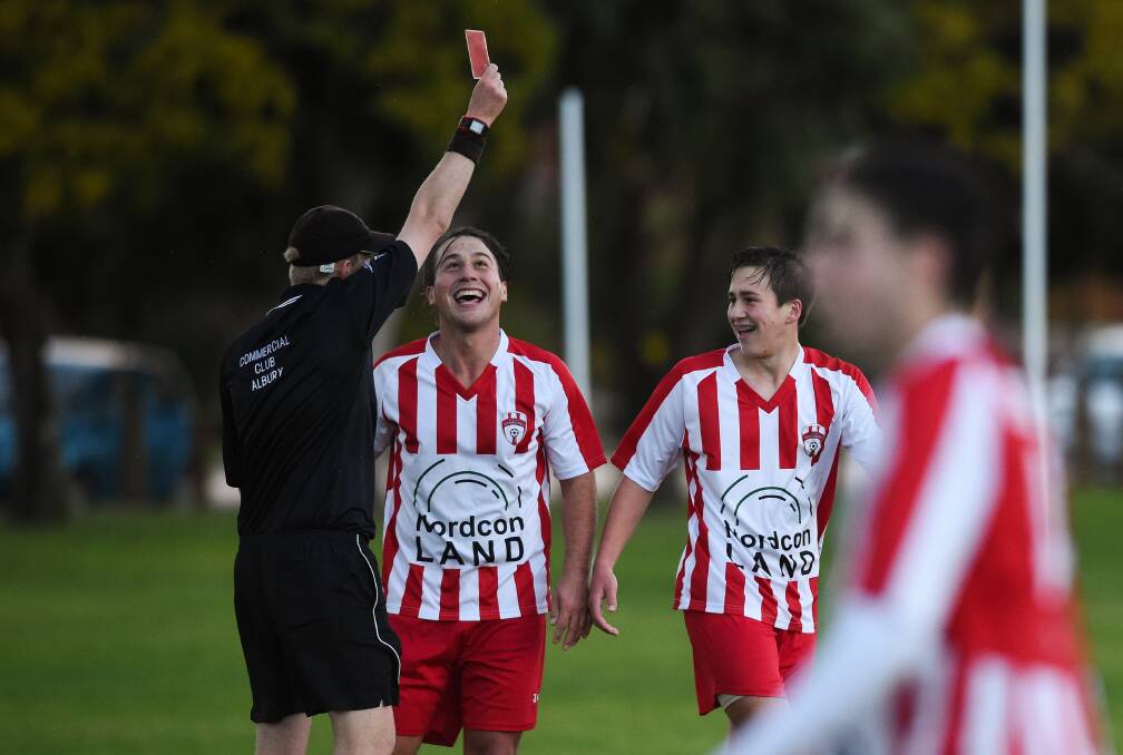 SEEING RED: Wodonga Diamonds star Nikola Bukvic (left) has been suspended for the first eight weeks of the AWFA season.