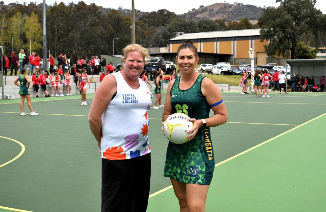Centre Against Violence representative Jodie Barran and Tallangatta netball president Annie Shirley were instrumental in organising the club's stand against violence on Saturday, May 4. Picture by Jason Brock