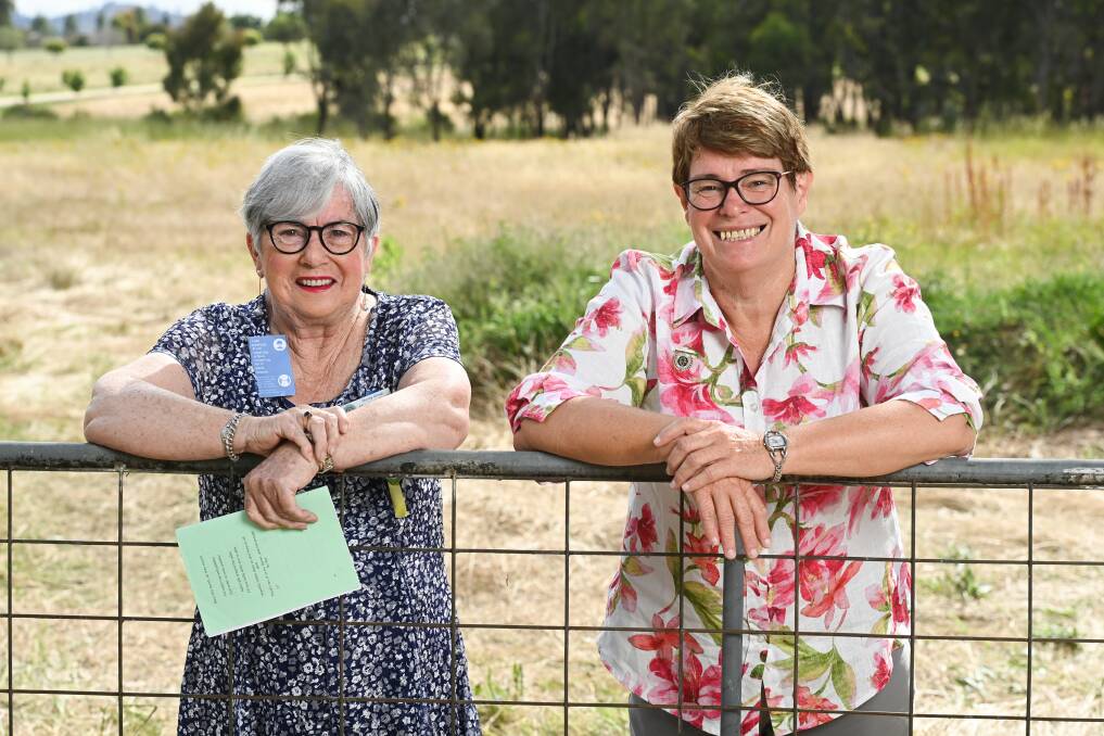 WELCOME BACK: NSW Country Women's Association president Stephanie Stanhope (right) and CWA Murray group president Lynette Buck catch up at Table Top on Thursday during her visit to the Border. Picture: MARK JESSER