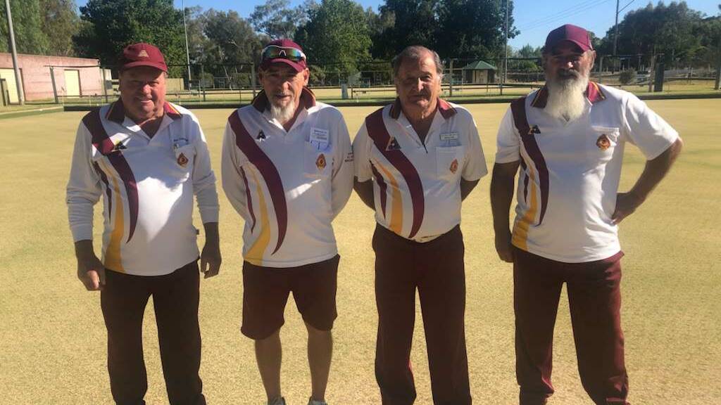NOT TO BE: Oaklands' John Danaher, Ron Bonat, Brian Gee and David Evans started strongly but were unable to match it with the North Albury side in the president's reserve fours final at Culcairn.