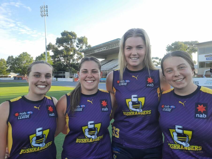 LEADING THE WAY: Murray Bushrangers co-captain Kate Adams, vice-captains Mikayla Jones and Ally Morphett and co-captain Kristy Whitehead will all feature in the side's round one clash against Bendigo Pioneers on Saturday. 