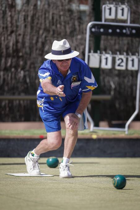 FRESH LOOK: Urana's Tony Cantwell shows off the club's new bowling uniform during a district event at Howlong on the weekend.