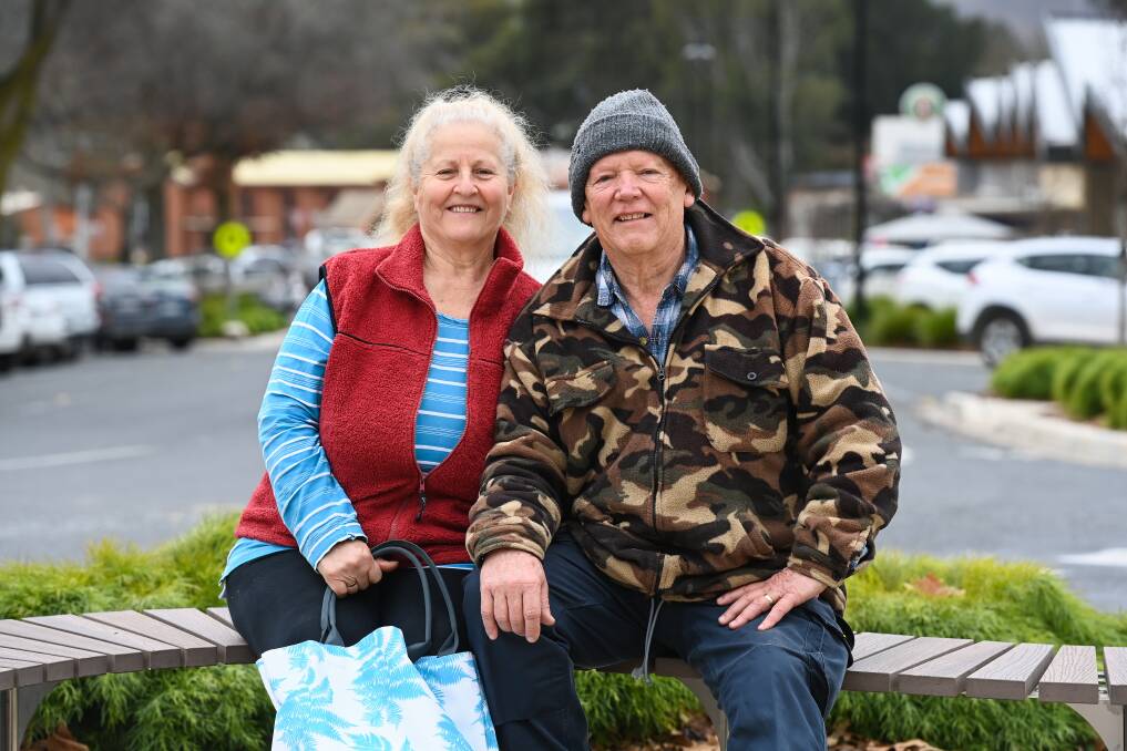 ADJUSTMENT: For people in communities outside the border bubble like Tallangatta's Angie and David Ashcroft, everyday life now looks different. Picture: MARK JESSER
