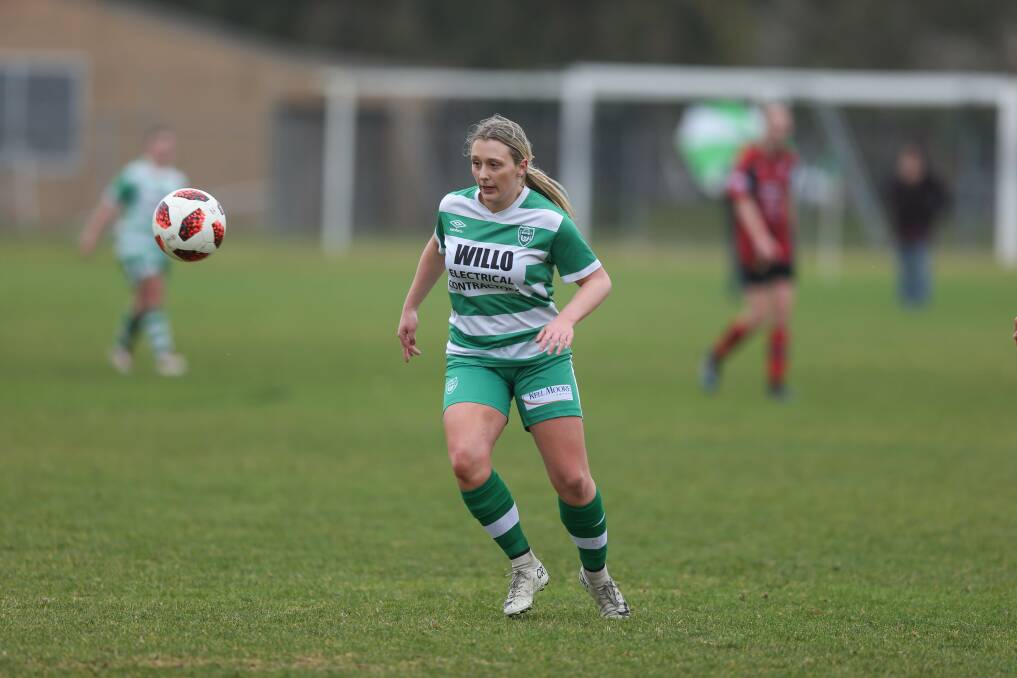 KEEP CALM: Albury United's Laura Millen impressed in her side's 1-0 defeat to Wangaratta last weekend. The Greens are desperate for a result on Sunday to keep St Pats at bay in the race for the league title. Picture: TARA TREWHELLA