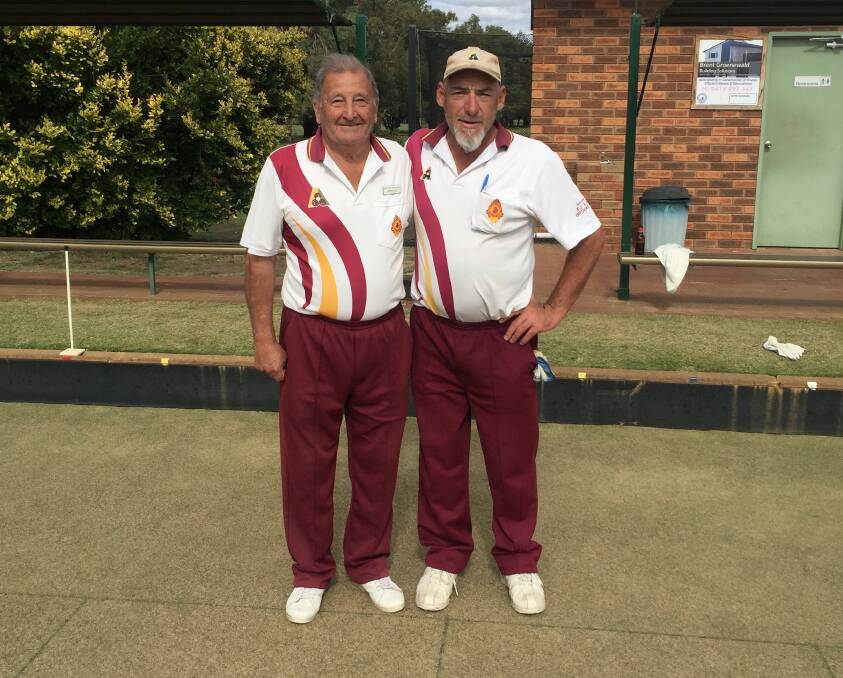 CHAMPION PAIR: The Oaklands combination of Bryan Gee and Ron Bonat produced three strong victories to capture the Albury and District Champion of Champion pairs title at Howlong.