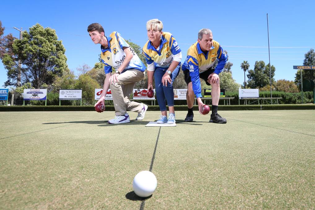 ON A ROLL: Wangaratta family Ethan, Jodie and Craig Fruend are all playing Ovens and Murray A1 pennant this season. Picture: JAMES WILTSHIRE