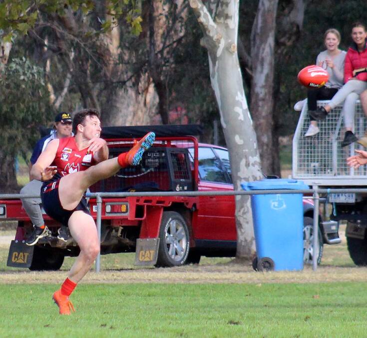 HAPPY HOMECOMING: Sam Cross kicked seven goals in his Corryong return against Federal earlier in the season and is set to line up for the Demons in Saturday's clash against Bullioh at Corryong. Picture: DEB HARRAP