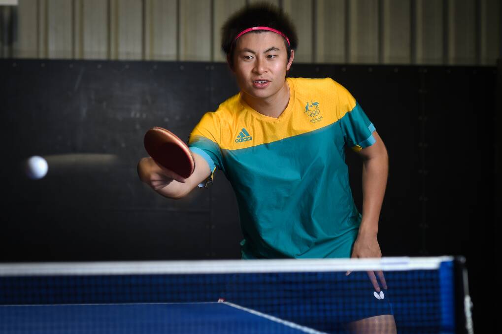 ON TARGET: Australian table tennis star Heming Hu paid a visit to Albury Wodonga Table Tennis Association on Friday. Picture: MARK JESSER