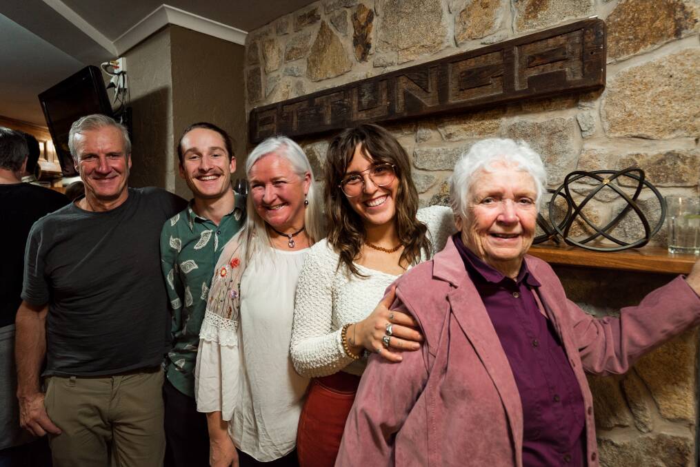 FAMILY: Steven Lee, Paddy Dowd, Kerry Lee Dowd, Layla Lee and Nolene Lee celebrate the 50th anniversary of Attunga Alpine Lodge in 2019. Picture: NATHAN FENTON