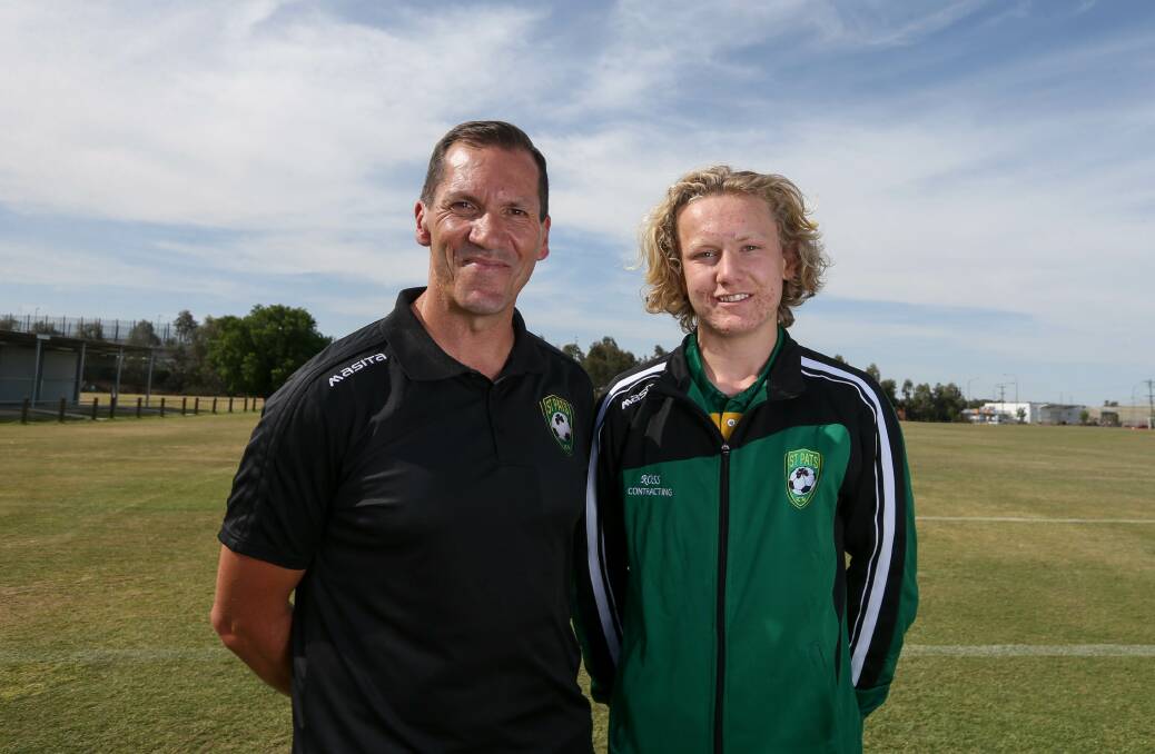 UP FOR THE CHALLENGE: Newly-appointed St Pats coach Javi Martinez, with rising star Ben White, is striving to take the club back to the AWFA cup finals for the first time since 2012. Picture: TARA TREWHELLA