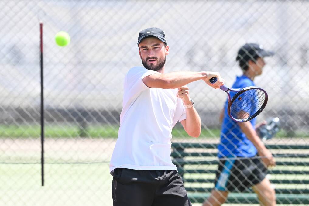 SHOCK DEFEAT: Open men's singles number one seed Patrick Fitzgerald was eliminated in the quarter-finals of the Margaret Court Cup at Albury grasscourts on Sunday. Picture: MARK JESSER