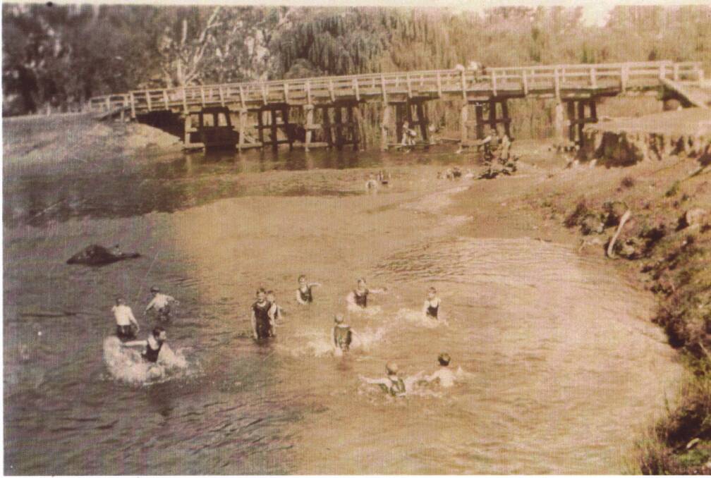 Wodonga Creek was a popular swimming spot before the city's pool opened on Stanley Street in 1959. Picture supplied
