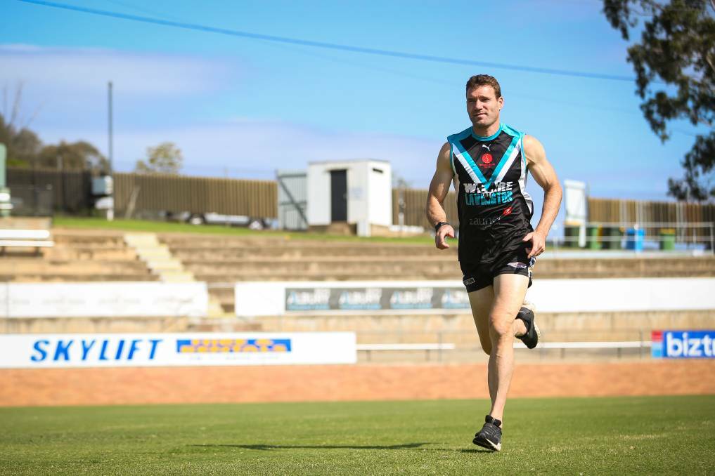 BUTLER DID IT: Lavington footballer Adam Butler revealed he almost called it quits in 2015 before playing in the 2019 flag win. Picture: JAMES WILTSHIRE