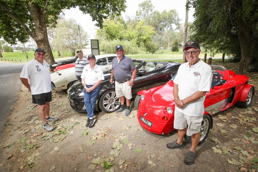 EXCITED: Riverina Sports Car Association's Peter Spasojevic, John Carthew, Ray Jones, Neil Kilby and Gordon Nicholls. Picture: JAMES WILTSHIRE