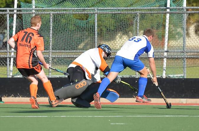 ON FIRE: Falcons' goalkeeper Andrew Paterson kept a clean sheet against Norths this week. Picture: NARELLE HAMILTON