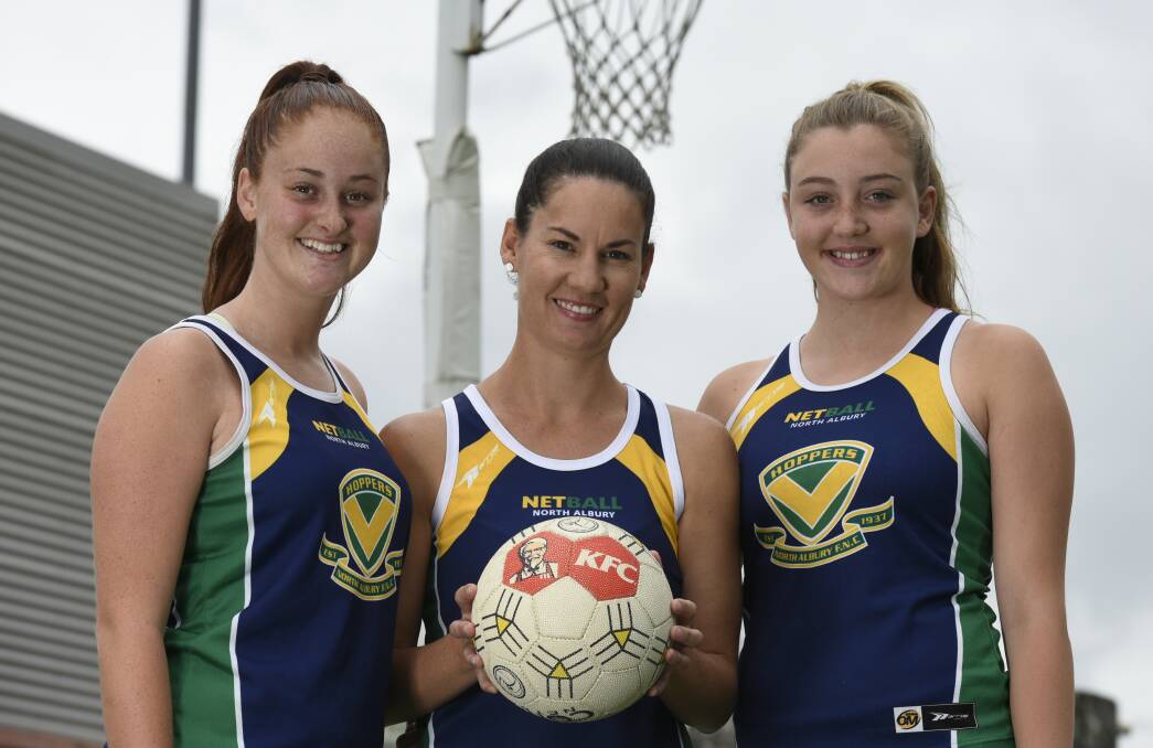 FAMILIAR FACES: Georgie Attree, Kirby Hilton and Grace Senior are all primed for the upcoming North Albury netball trials. Picture: SIMON BAYLISS