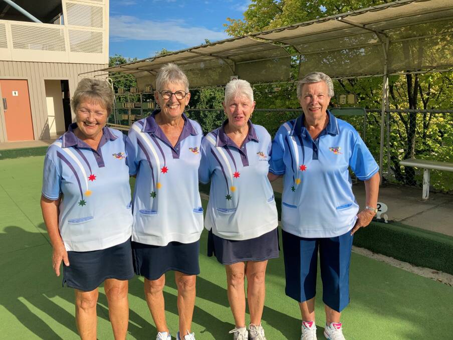 WINNERS ARE GRINNERS: Commercial's Hazel Sims, Kath Baggeridge, Kaye Habermann and Marion Bruce made it four in a row for the club in the Riverina District Women's Bowling Association senior fours.
