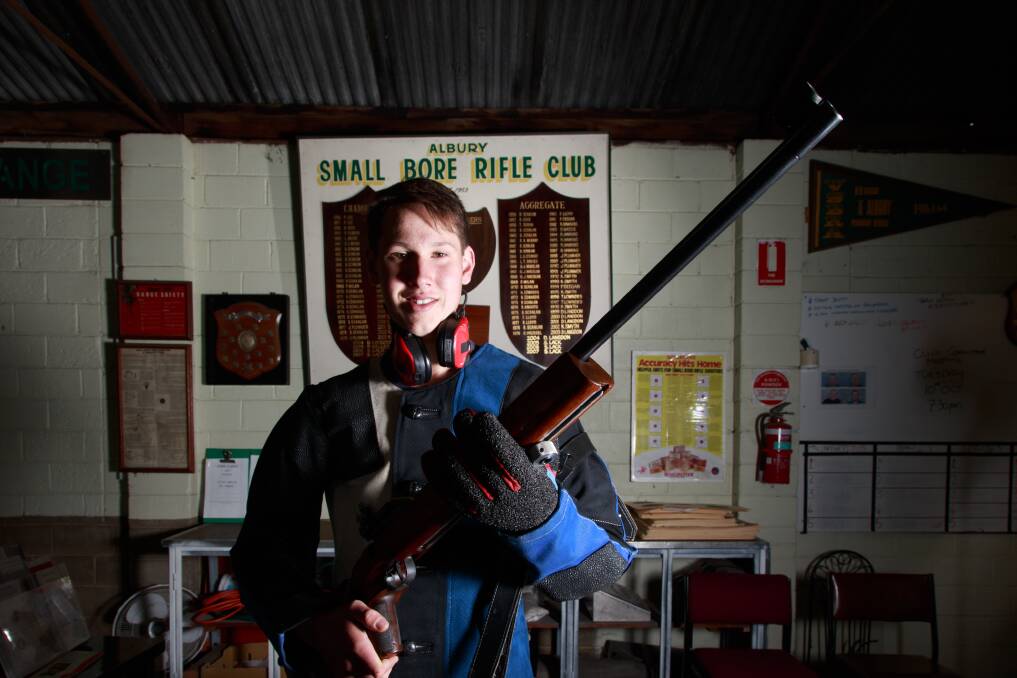 SHARP SHOOTER: Harry Briese has fast become a young star of the Albury Small Bore Rifle Club after a meteoric rise through the ranks during his first 18 months of shooting. Picture: SIMON BAYLISS