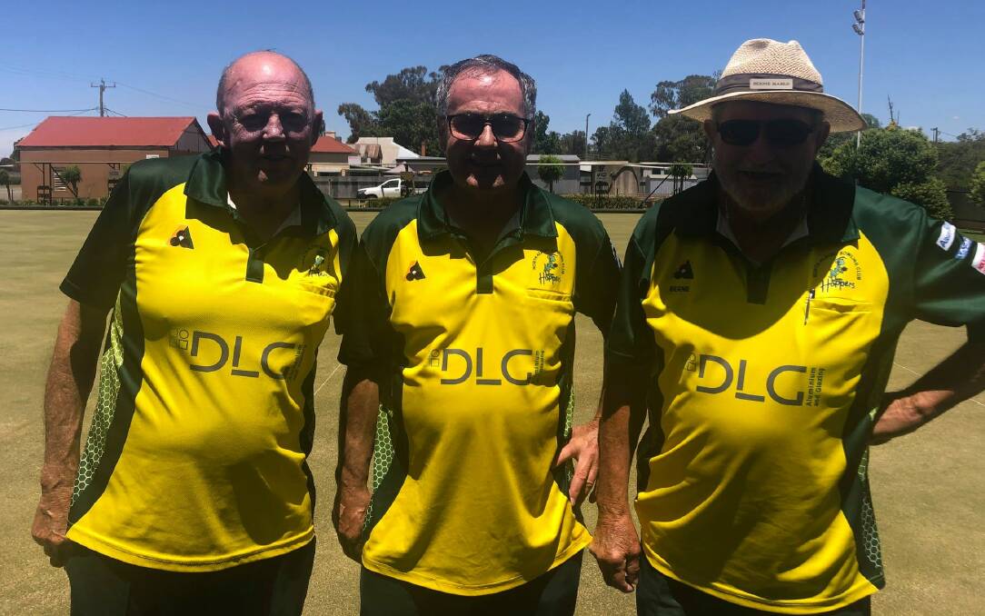 THREE AMIGOS: The North Albury combination of Kevin Wellington, Graeme Wake and Bernie Mahlo couldn't get past the first round of the Zone 8 senior triples.