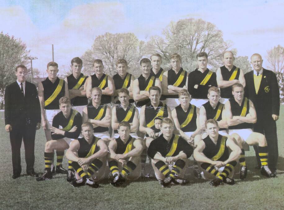 PREMIERSHIP: Murray Weideman (middle row, centre) coached Albury to the 1966 Ovens and Murray flag against Wangaratta. He had three seasons on the Border before going on to coach West Adelaide in the SANFL.