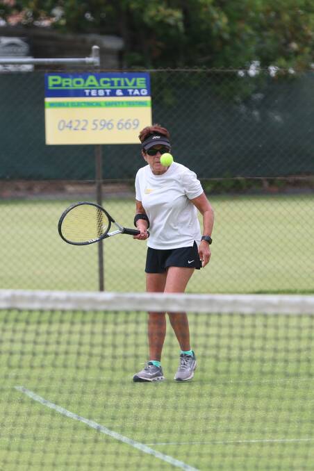 CONCENTRATION: Jenny McInerney will be out to help Sands reach the Albury Tennis Association Tuesday ladies pennant finals.