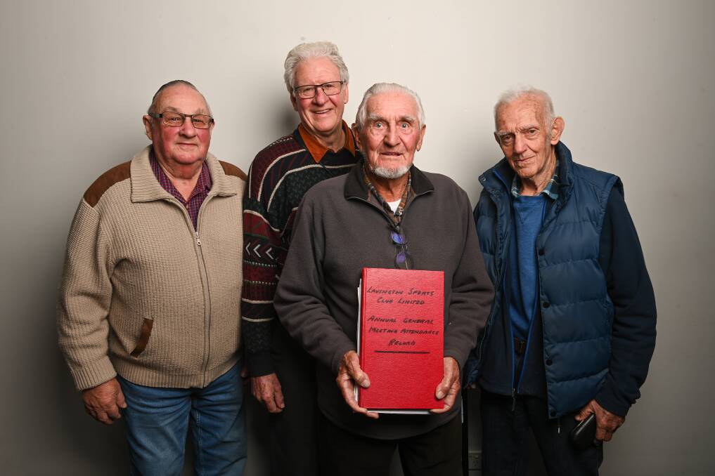 STRONG FOUNDATIONS: Allan Bounds, Keith Spurr, Keith Wright and Ian 'Knuckles' Grayland were all elected to the very first Lavington Sports Club committee in 1964 and helped get the venue up and running. Picture: MARK JESSER