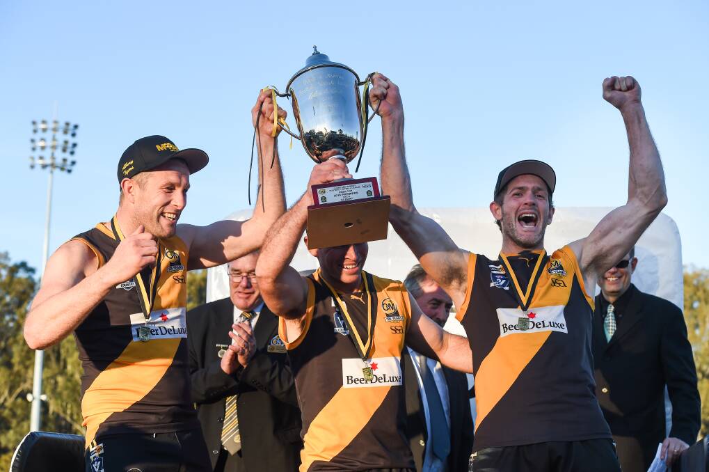 IMPRESSIVE: Outgoing Albury coach Shaun Daly (right) boasts the highest winning percentage in the Ovens and Murray’s 125-year history. Picture: MARK JESSER